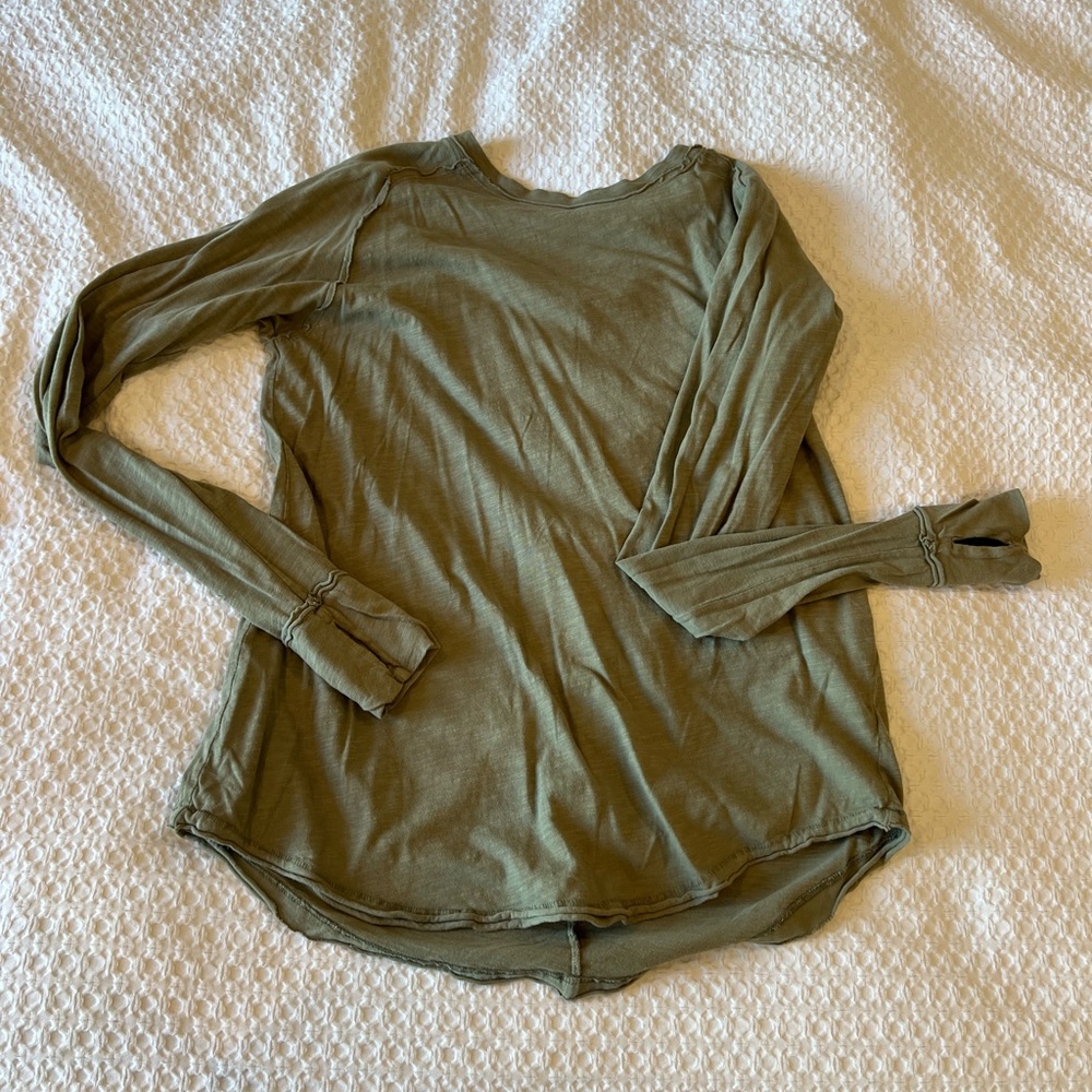 Free People (We the Free) Army Green Long Sleeved Top, Size S